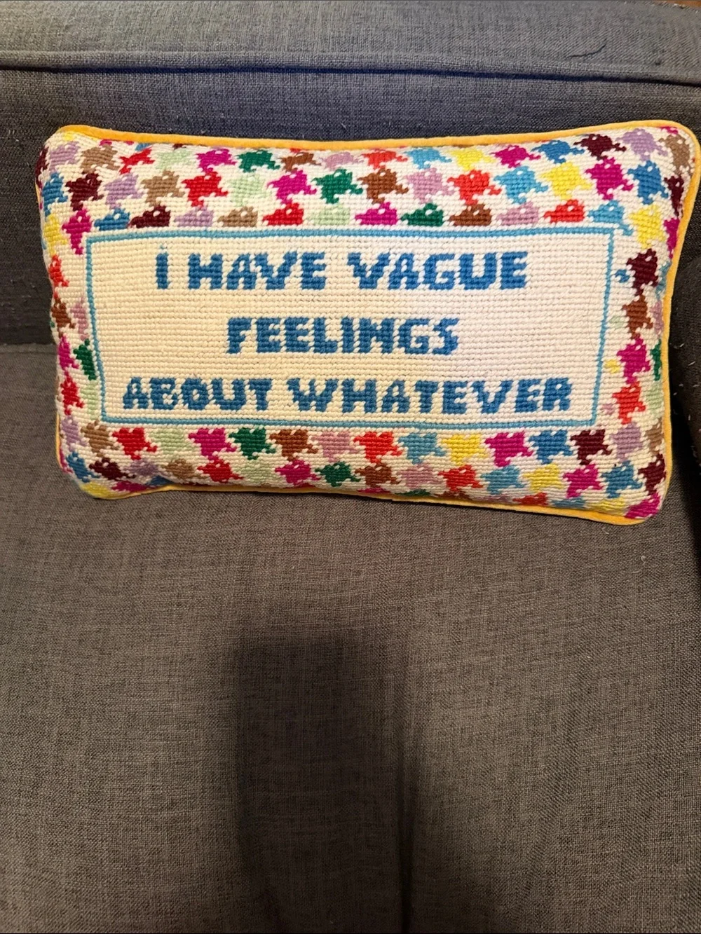 Furbish Studio ‘I Have Vague Feelings About Whatever’ Needlepoint Pillow